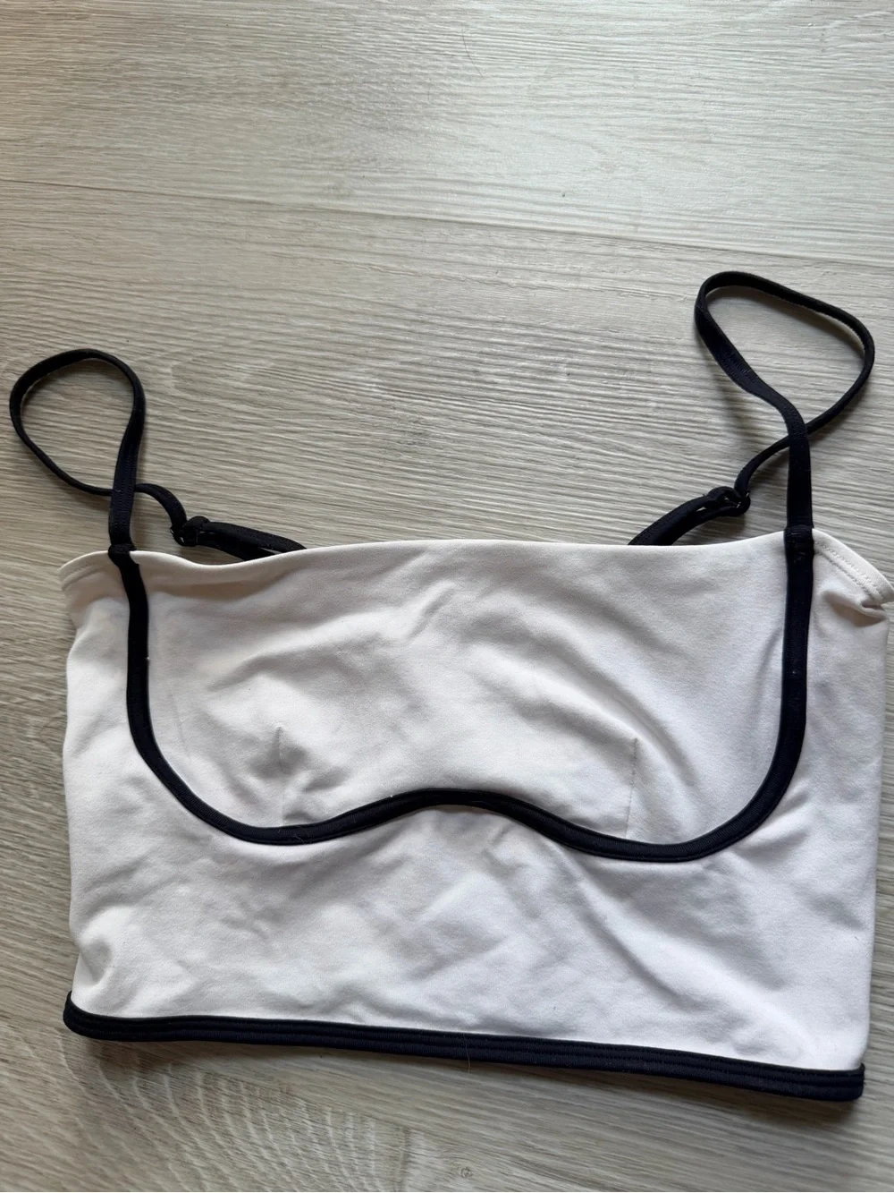 ALO Yoga White Crop Bandeau with Black Trim